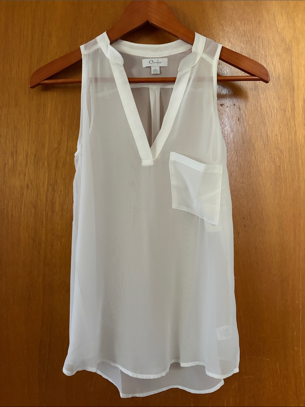 Curfew White Sheer Chiffon Sleeveless Shell